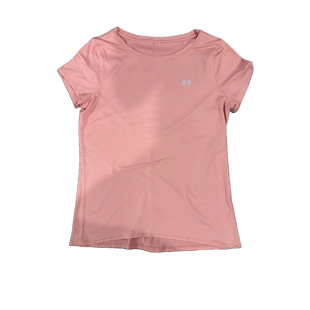 Under Armour Womens HeatGear V-Neck T-Shirt Pink Heather 1258568 Medium NWT